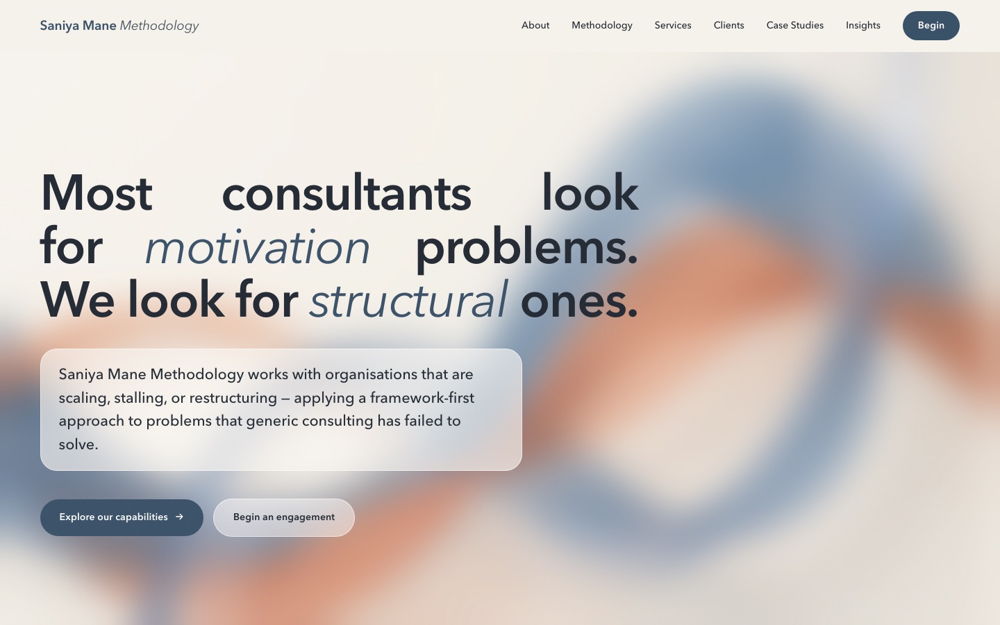 Saniya Mane Methodology — consulting firm website